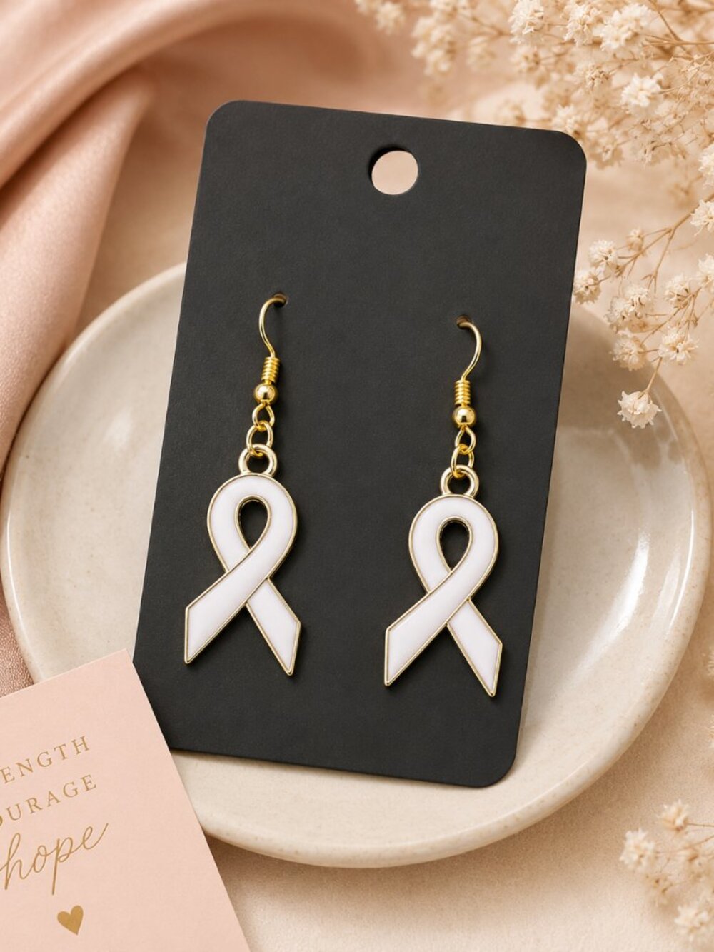 ✨ White Ribbon Awareness Earrings ✨